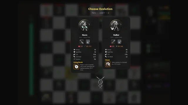 Pick how your unit evolves mid-match